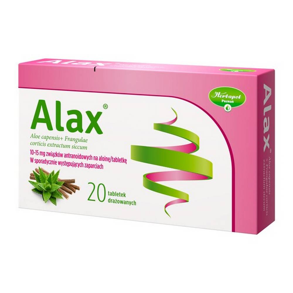 alax dragees 20 pcs Alax is a herbal medicinal product for short-term use in sporadic constipation.