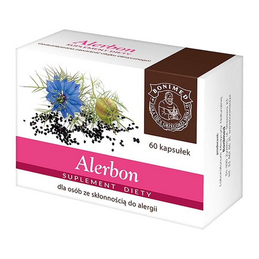 alerbon capsules 60 pcs Alerbon - a dietary supplement containing ingredients supporting the body in allergies. The product is intended for adults.