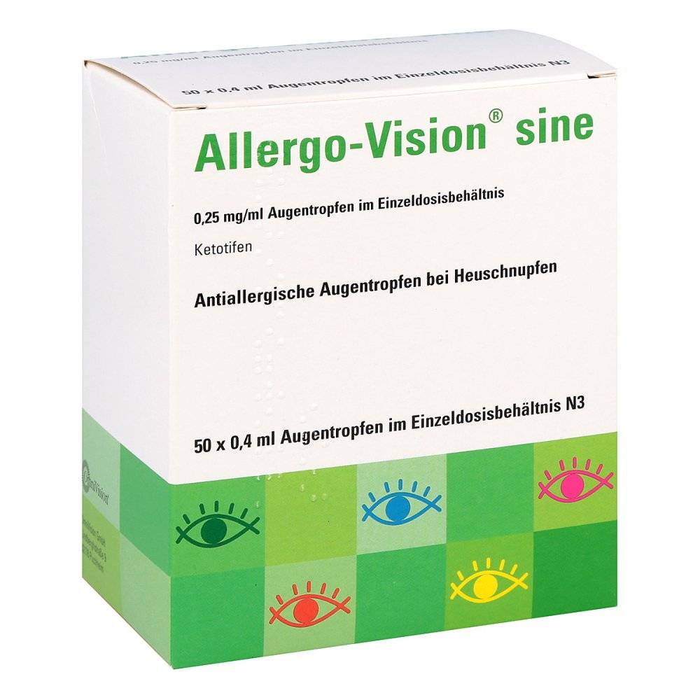 allergo vision sine 025mg ml eye drops 50x04 ml Глазные капли содержат активный ингредиент кетотифена фумарат
