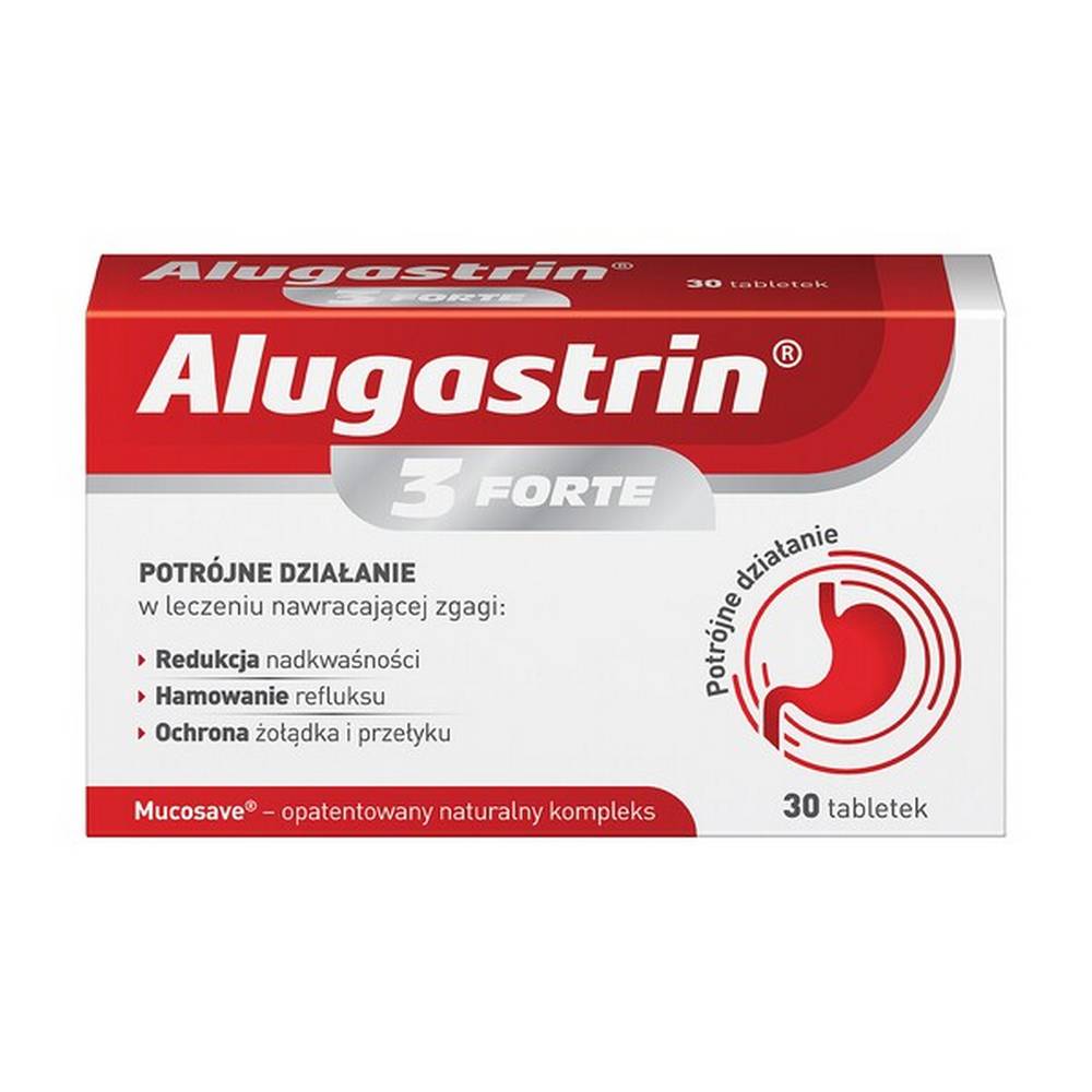 alugastrin 3 forte tablets 30 pcs The medical device Alugastrin 3 FORTE is an agent that has a protective effect on the stomach and esophagus, reduces acidity and inhibits reflux.
