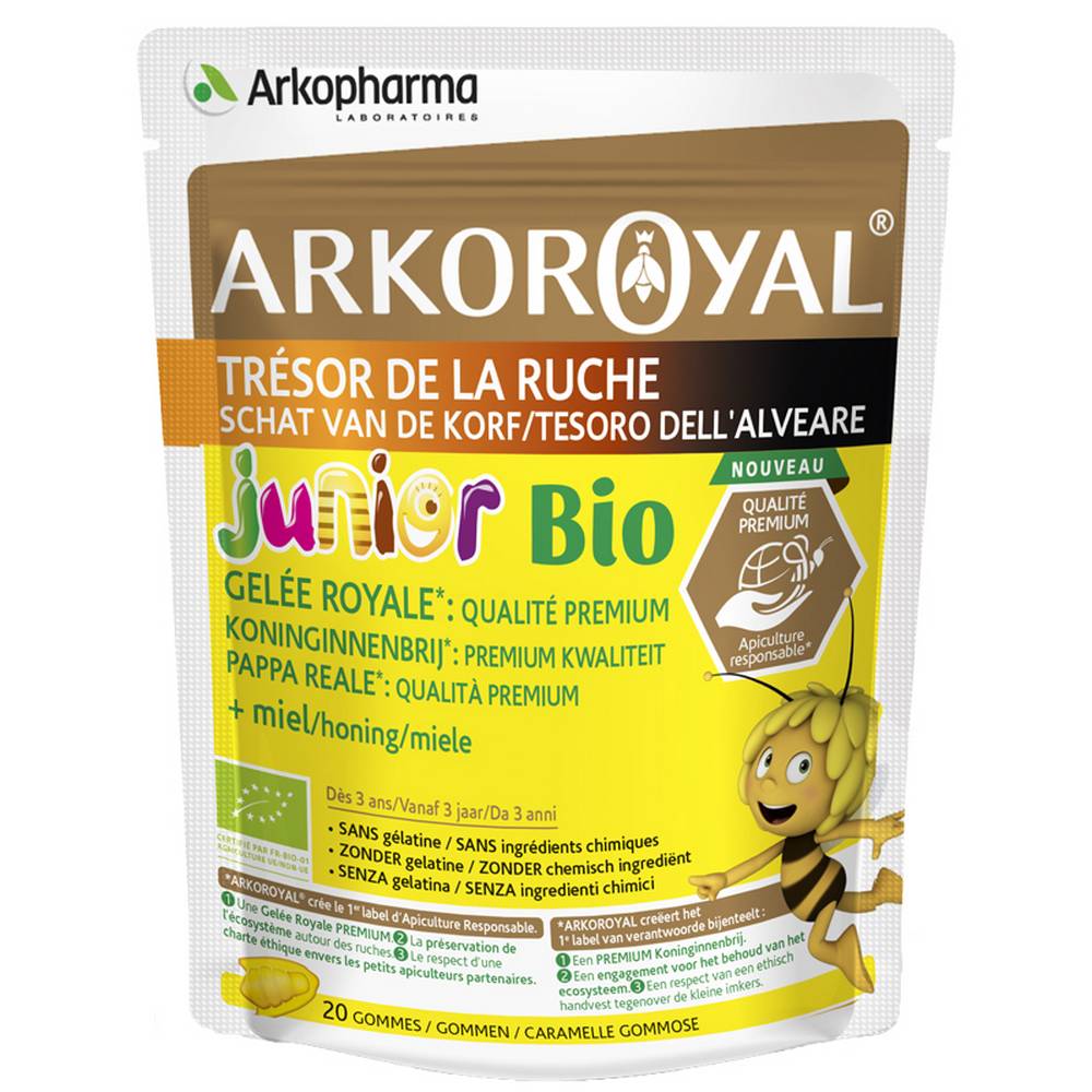 arkoroyal organic junior royal jelly gums This food supplement is composed of 100% bees raised and fed from a natural diet