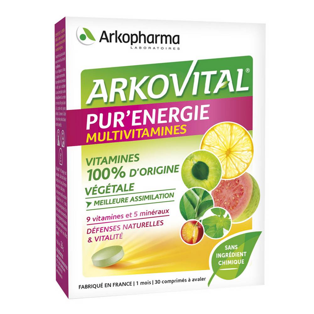 arkovital purenergie 30 tablets Arkopharma Arkovital Pur'Énergie is a food supplement based on acerola powder and a concentrate of plant extracts whose assimilation by the body is optimized.