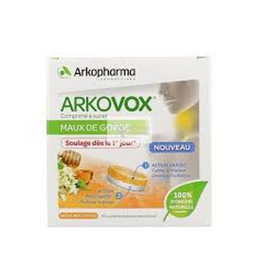 arkovox sore throat 20 ARKOVOX GORGEOUS THROAT 20 TABLETS TO SUCK HONEY LEMON in our online pharmacy bio, Comment on the advice for use and dosage of ARKOVOX GORGEOUS 20 TABLETS TO SUCK HONEY LEMON with our partner Avis checked after your purchase. Quick relief from sore throat