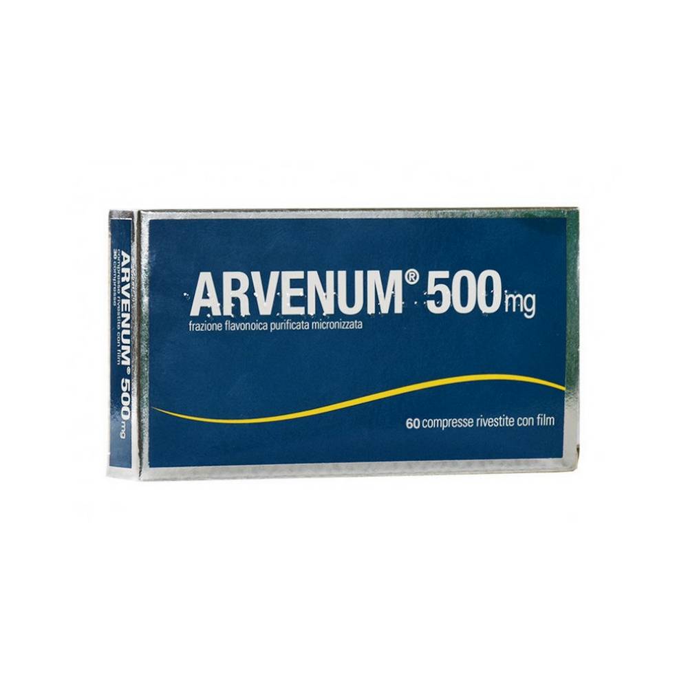 arvenum 500 mg vasoprotective flavonoids 60 Film-coated tablets indicated for the curative and preventive treatment of symptoms attributable to venous insufficiency and states of capillary fragility.