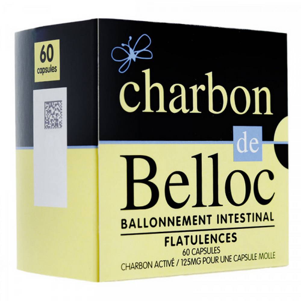 belloc charcoal activated charcoal 36 blister capsules CHARBON DE BELLOC Активированный уголь 36 БЛИСТЕРНЫХ КАПСУЛ, которые продаются в нашей органической аптеке, показан для лечения вздутия живота.