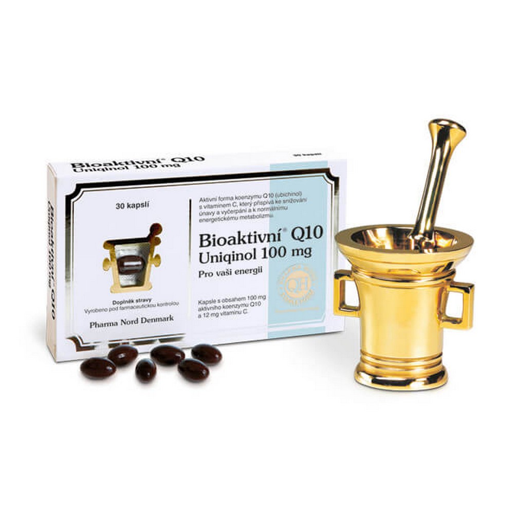 bioactive q10 uniqinol 100 mg 30 Bioactive Q10 Uniqinol 100 mg are soft gelatin capsules with 100 mg of coenzyme Q10 in reduced form (ubiquinol) and vitamin C, which helps reduce fatigue and exhaustion and normal energy metabolism . The special production process and packaging ensures the stability of the active substance.