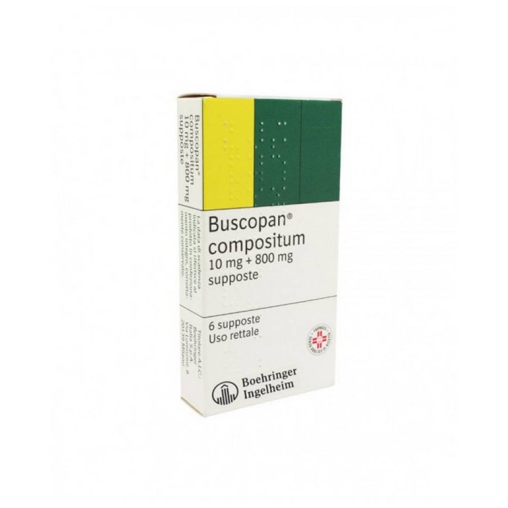 buscopan compound 10mg 800mg 6 Buscopan Compositum Suppositories is used in the treatment of paroxysmal pain in affections of the gastrointestinal tract, spastic pains, dyskinesias of the urinary and biliary tract, dysmenorrhea.