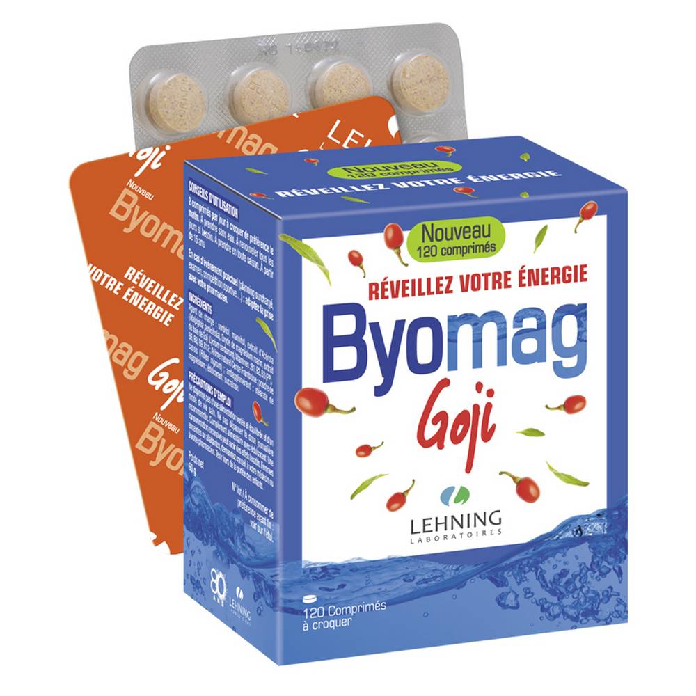 byomag goji 42 tablets Byomag Goji is a natural food supplement based on Acerola Extract, Goji juice extract, marine magnesium and B vitamins. Byomag Goji helps fight naturally against fatigue and stress quickly.