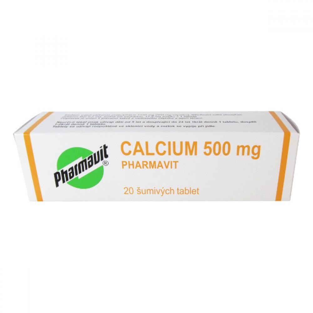 calcium 500mg 20 Lemon-flavored effervescent tablets containing calcium, which is necessary for proper muscle and nerve function, for bone and tooth growth.