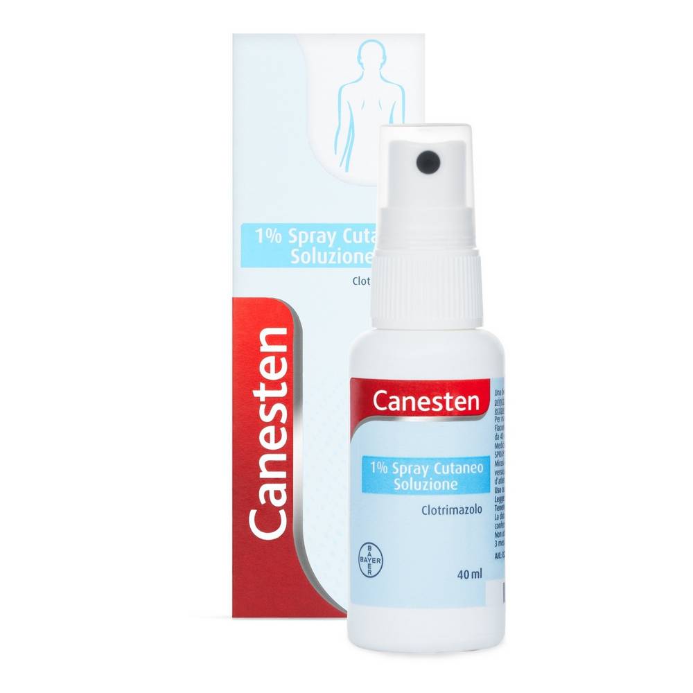 canesten cutaneous solution 1 clotrimazole antifungal 40 ml Canesten Spray is used in mycoses of the skin and skin folds, such as pityriasis versicolor, skin candidiasis, tinea pedis or athlete's foot, tinea corporis.