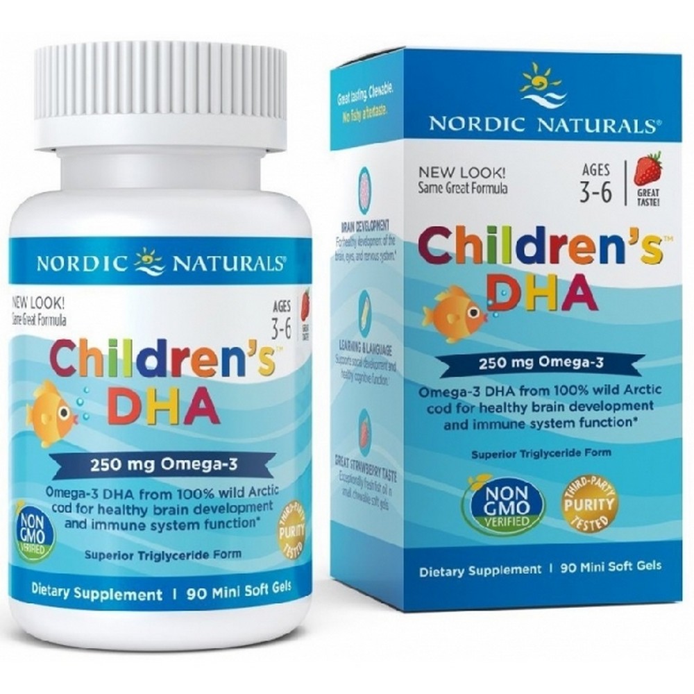 children s dha 250 mg Nordic Naturals DHA acids are intended for children from 3 years of age, they support the developing organism. The supplement contributes to the proper functioning of the immune system.