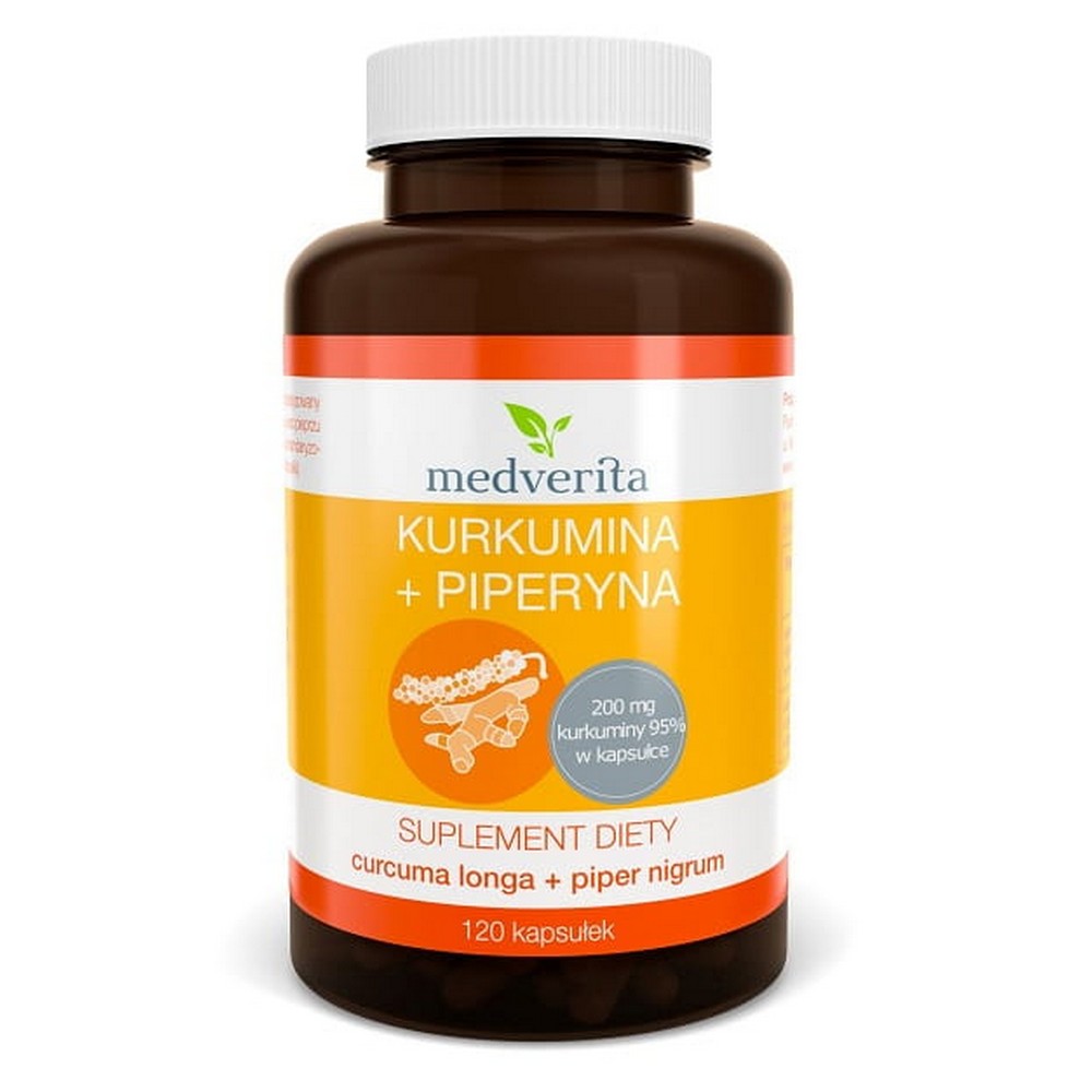 curcumina piperine medverita 120 A carefully designed formula that contains a complex of curcumin with piperine. Optimally selected proportions will ensure effective supplementation with these natural organic compounds. Curcumin is an organic chemical compound and the main active ingredient of the turmeric rhizome, which makes up 2 to 5% of its content.