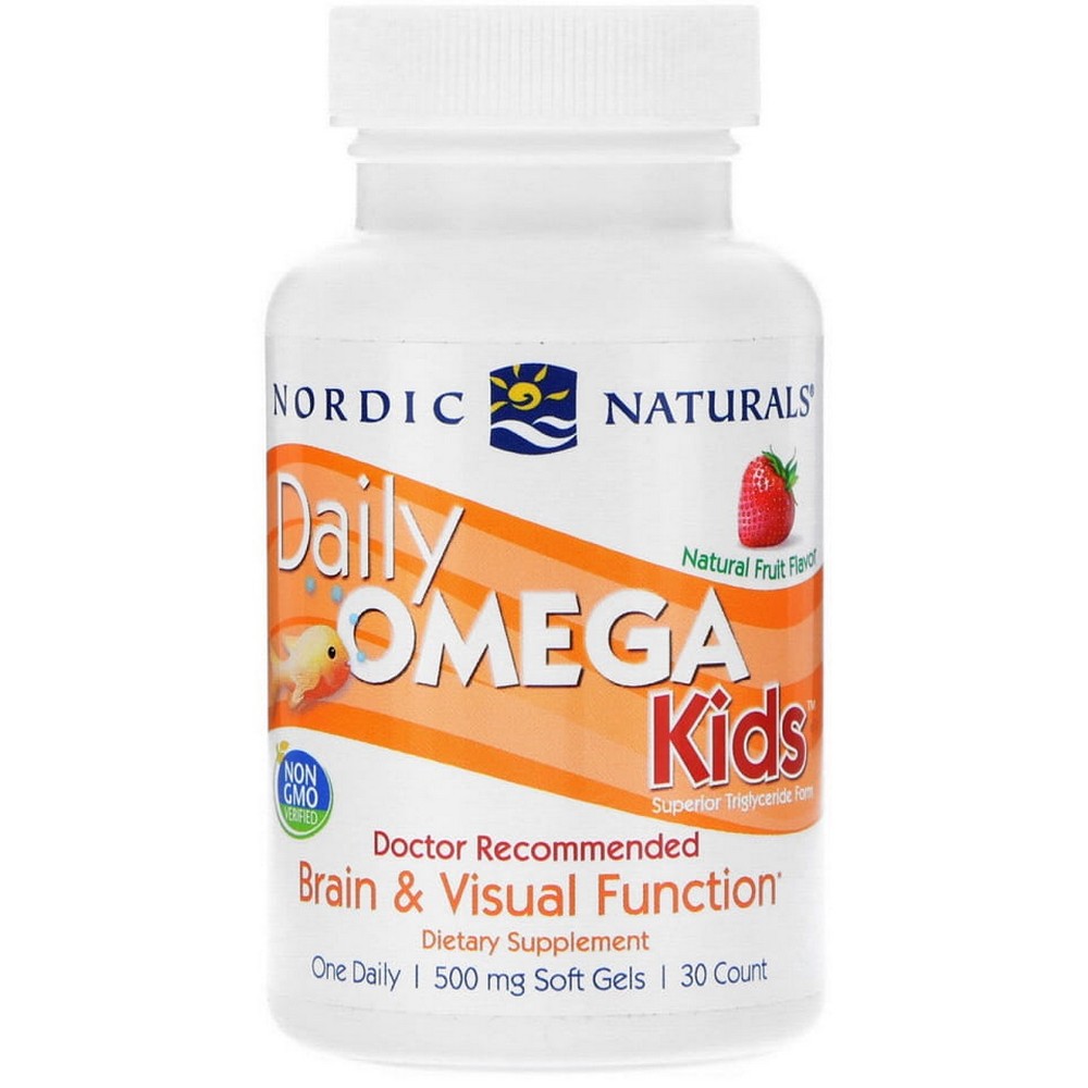daily kids omega 30 Daily Omega Kids Natural Fruit Flavor is a guarantee of good absorption of omega acids from fish oil. Nordic Naturals products are offered in molecular form. They are non-GMO and meet the strictest international standards of cleanliness and freshness. Nordic Naturals fish oils are Friend of the Sea (FOS) certified.