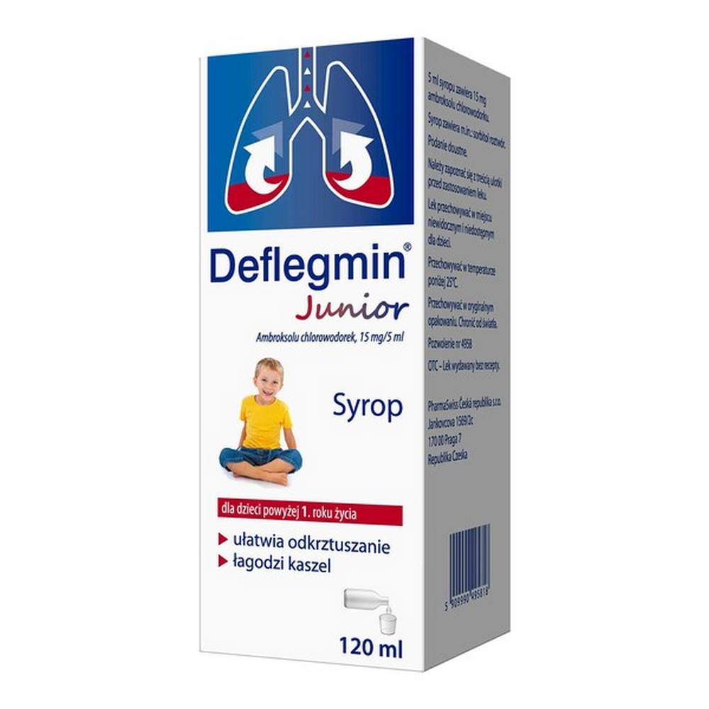 deflegmin junior syrup 15 mg 5 ml 120 ml Deflegmin Junior in the form of a syrup is a drug that reduces the secretion of the upper respiratory tract. It increases the secretion of mucus in the respiratory tract and improves its transport.