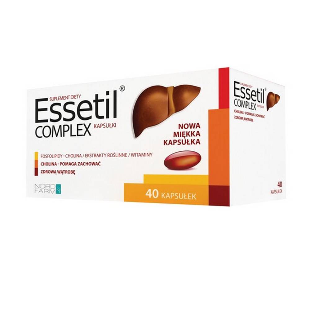 essetil complex soft capsules 40 pcs Essetil - a dietary supplement containing choline in its composition, which supports the proper functioning of the liver. The product is intended for adults.