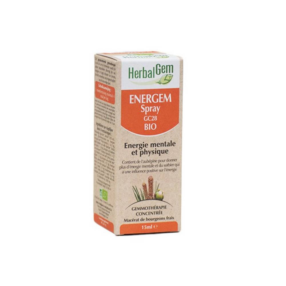herbalgem bio energem gc28 spray 15ml Un complément alimentaire à base d'aubépine indiquée pour donner plus d'énergie mentale et de sorbier à l'influence positive sur l'énergie.