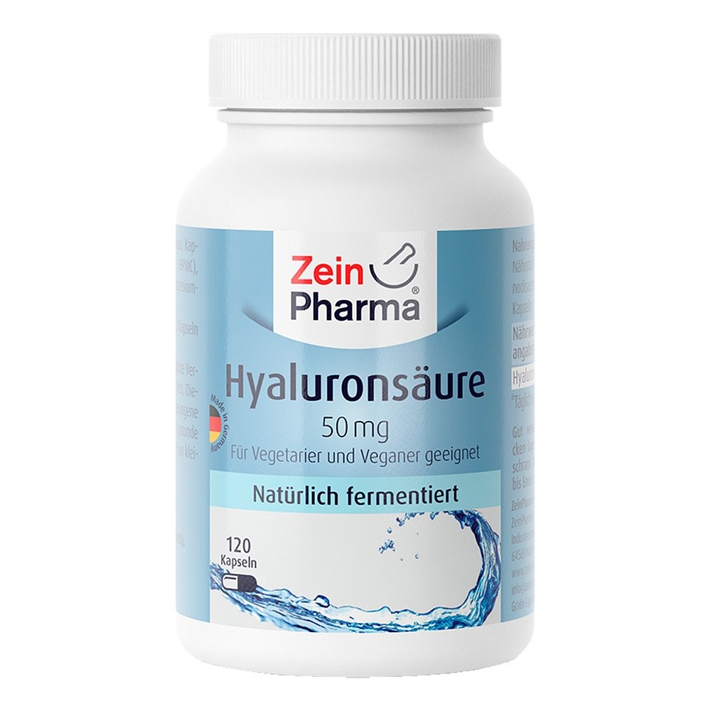 hyaluronic acid 50 mg caps 120 Hyaluronic Acid 50 mg Caps (pack size: 120 pieces) are a dietary supplement with a dosage of 50 mg 100% vegetable hyaluronic acid. Due to the molecular size of 800-1500 kDa, the active ingredient of our capsules is just as well absorbed by the body orally as by intravenous infusion.
