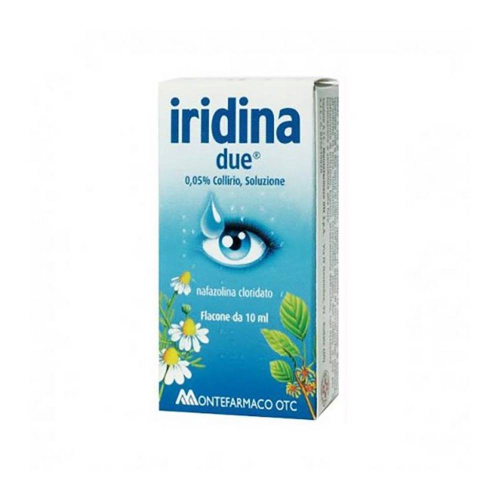 iridina due eye drops 05 mg ml naphazoline hydrochloride 10 ml Iridina Due Collirio is used for the treatment of irritation, burning, redness of the eye, with excessive tearing, and sensitivity to light.