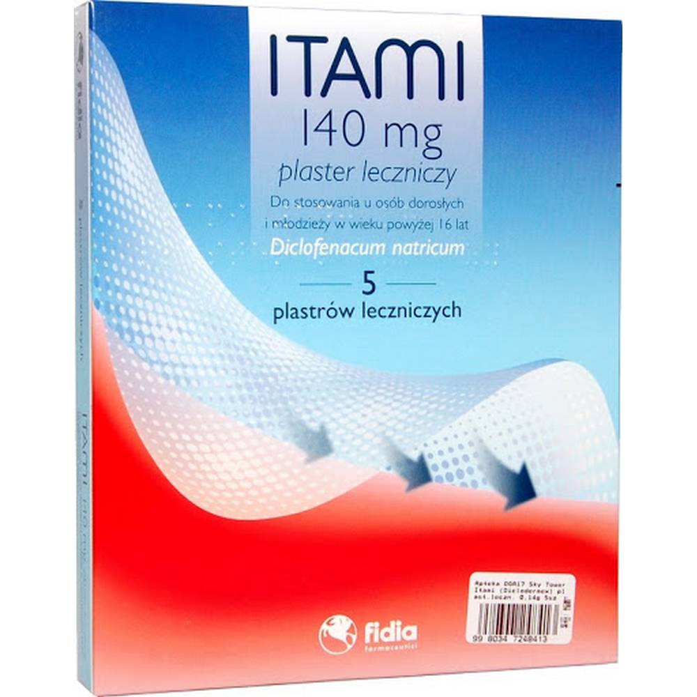 itami 140mg joint pain medicated patch 5 patches Itami Medicated Patch is used in the local treatment of painful and inflammatory conditions of a rheumatic or traumatic nature of the joints, muscles, tendons and ligaments.