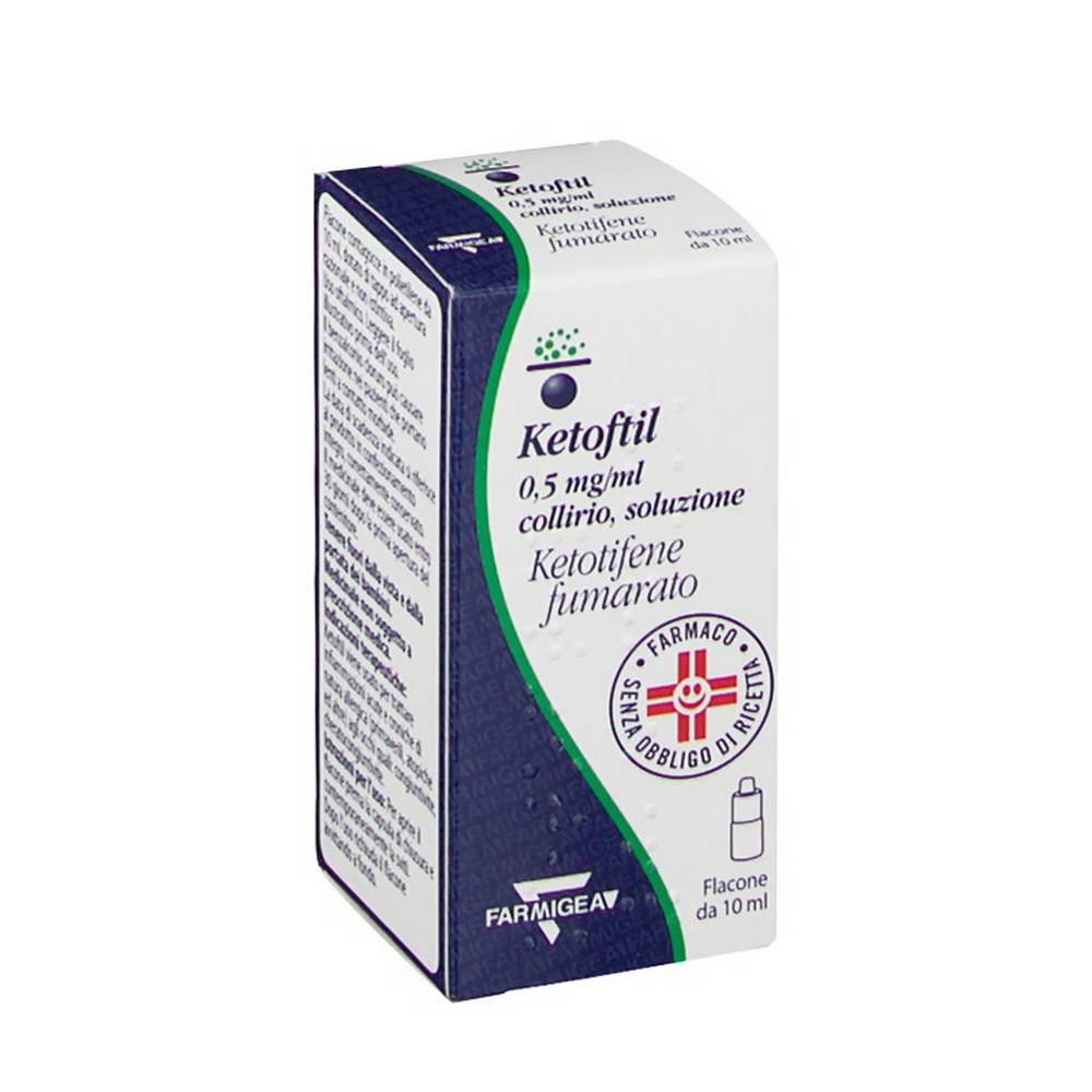 ketoftil eye drops 005 ketotifene bottle 10 ml Кетофтил Коллирио применяется при лечении острых и хронических конъюнктивитов и кератоконъюнктивитов аллергической природы (весенних, атопических и других).