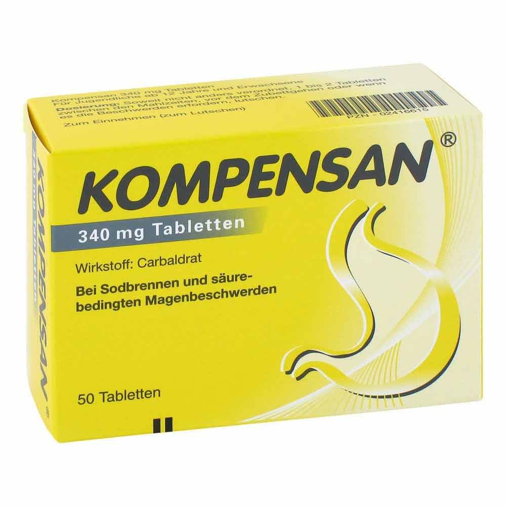 kompensan 50 The preparation is a gastrointestinal agent and belongs to the group of antacids (agents that bind stomach acid).