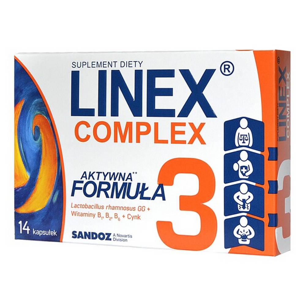 linex complex capsules 14 pcs Линекс Комплекс - пищевая добавка, содержащая ингредиенты, дополняющие рацион молочнокислыми бактериями. Продукт предназначен для взрослых и детей от 6 лет.