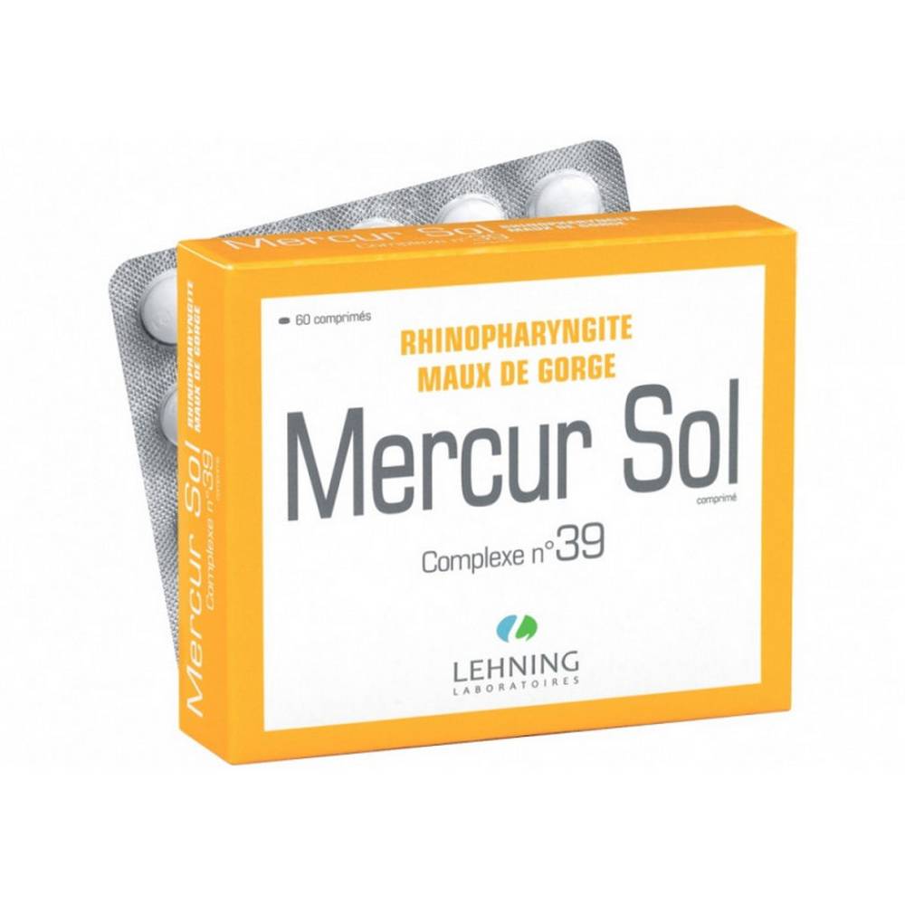 mercury sol complex l39 lehning 60 This medicine Mercur Sol Complex L39 LEHNING 60 Tablets is used in the homeopathic treatment of nasopharyngitis and sore throat.