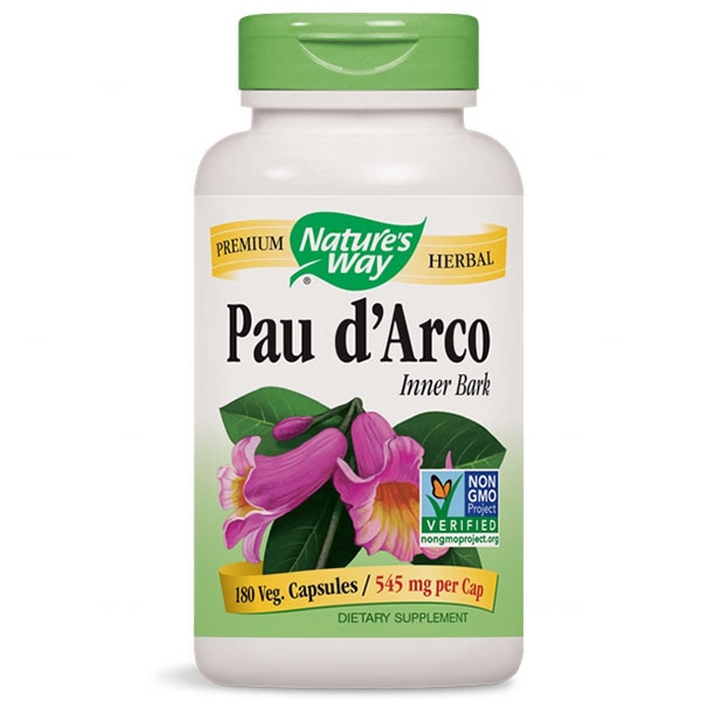 pau d arco inner bark 545 mg 180 Pau D 'Arco 545mg, a dietary supplement obtained from the bark of a tree called Tabeuia Ipe.