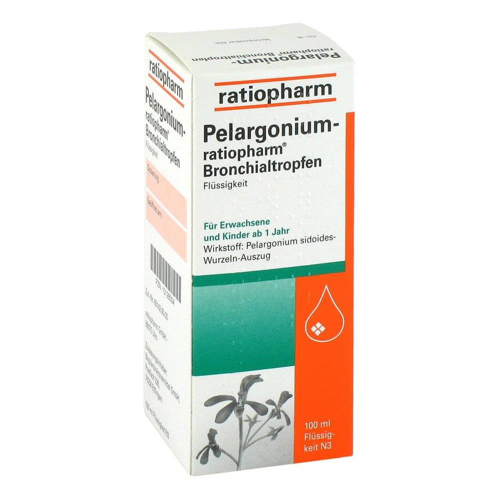 pelargonium ratiopharm bronchial drops 100 ml Makes coughing easier