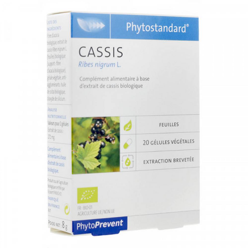 phytostandard cassis bio 20 Phytostandards PhytoPrevent are food supplements made from a range of standardized, freeze-dried, certified organic plant extracts.
