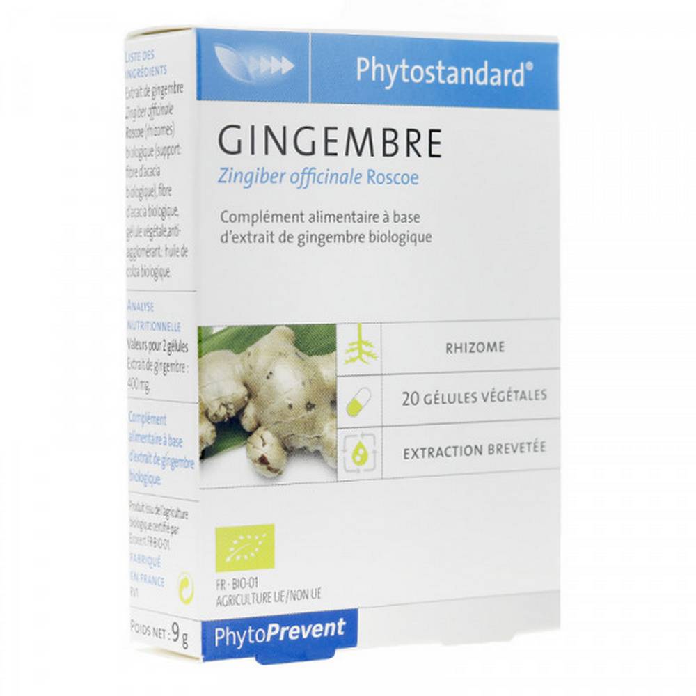 phytostandard ginger 20 Rheumatism, headaches, low libido… Ginger is a precious ally for relieving inflammation and pain! Why ? "Because ginger prevents the production of prostaglandins, hormones that are precursors of inflammatory mechanisms".
