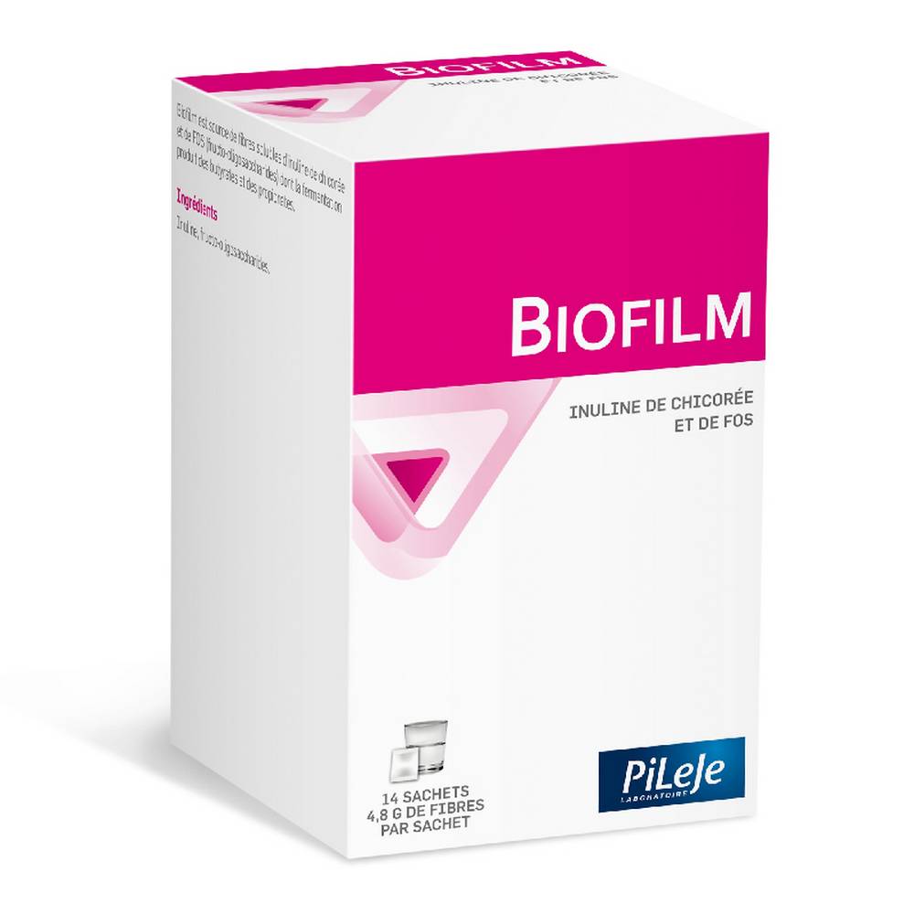 pileje biofilm prebiotics 14 sachets inulin oligofructose PILEJE BIOFILM PREBIOTICS 14 SACHETS of Inulin Oligofructose. The BIOFILM Food Supplement from PILEJE Laboratories contributes to digestive comfort.