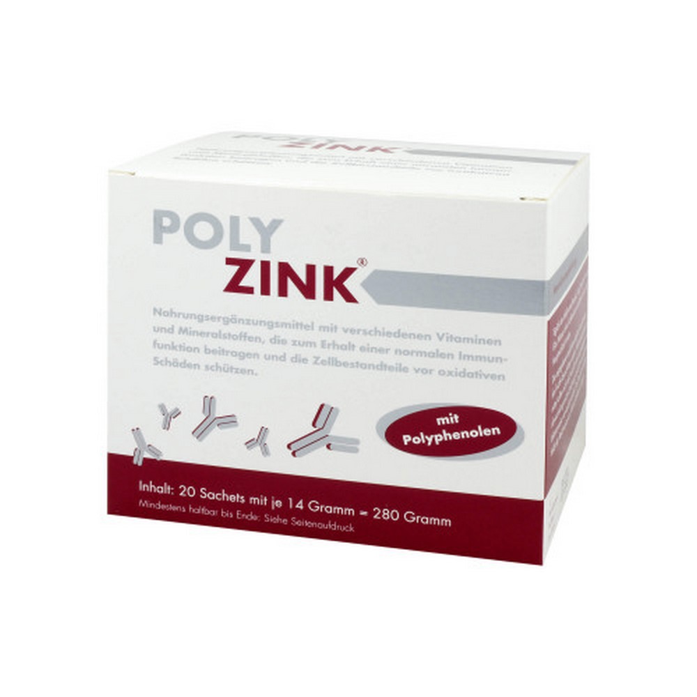 polyzink 20 Dietary supplement with various vitamins and minerals.