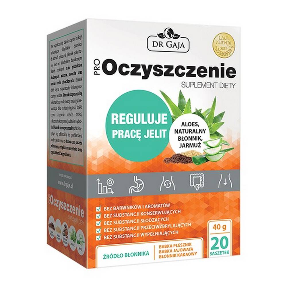 pro cleaning powder in sachets 20 pcs Pro-purification - a dietary supplement containing ingredients supporting the functioning of the intestines. The product is intended for adults.