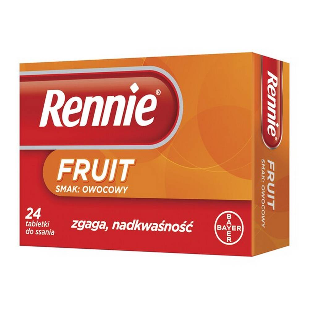 Rennie Fruit, 680 mg + 80 mg, lozenges, fruit flavor, 24 Pharmacyapozona