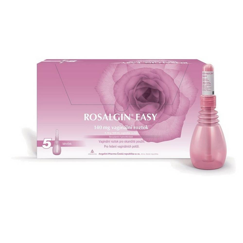 rosalgin easy 140mg vaginal solution 5x140ml Vaginal solution, which is intended for rinsing the vagina and rinsing the external genitalia in inflammatory diseases of the female genital tract and for normal female hygiene. Read the package leaflet carefully.