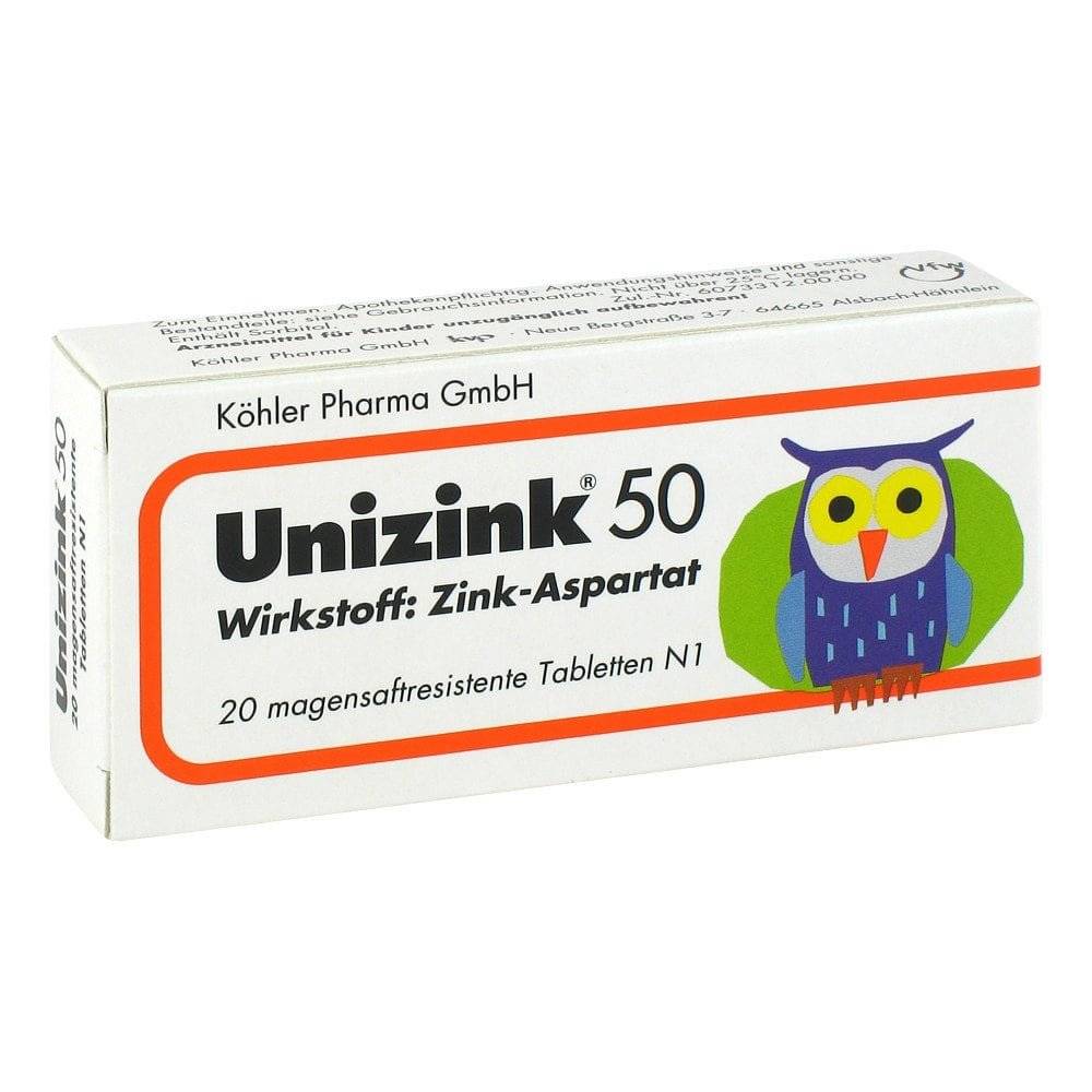 unizink 50 20 Compensates for zinc deficiency, thus strengthens your immune system