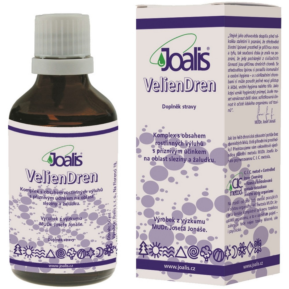 veliendren 50 ml The VelienDren dietary supplement containing drops with herbal extracts contributes to the normal function of the spleen .