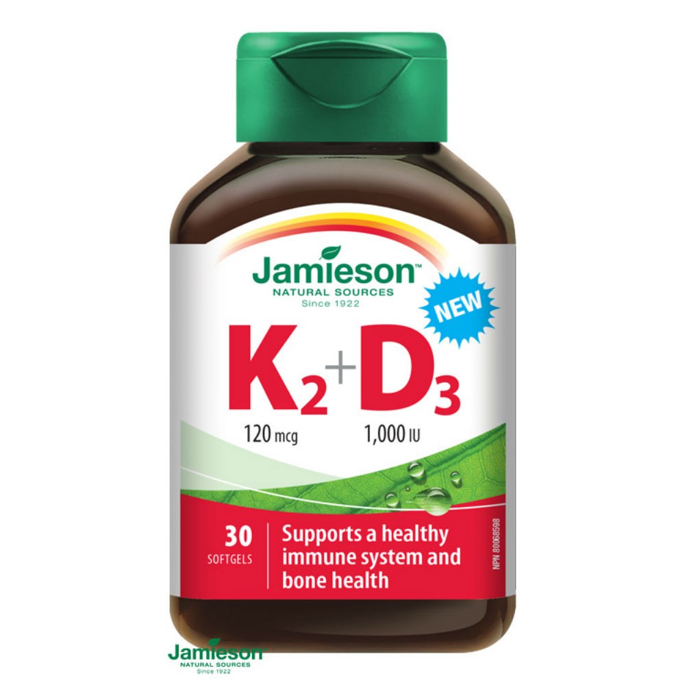 Vitamins K2 120mcg and D3 1000 IU, 30 Pharmacyapozona