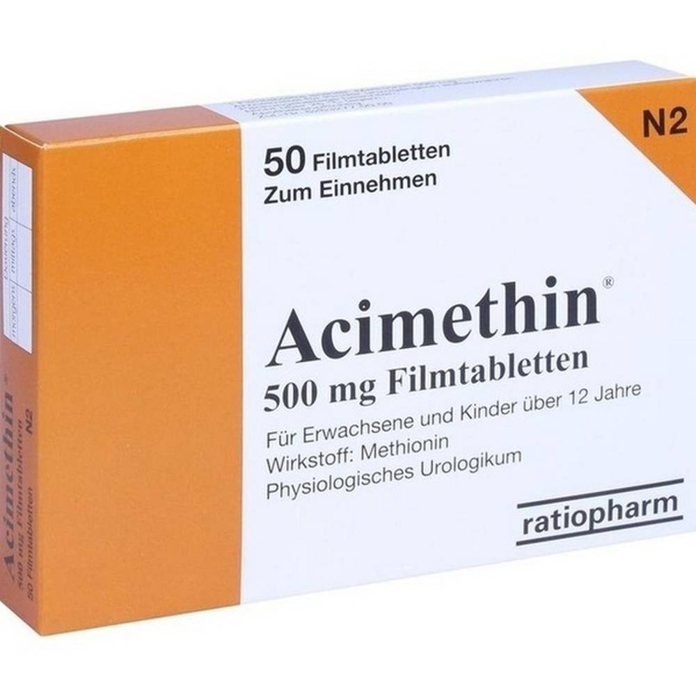 acimethine 50 with a bacteriostatic effect in the case of urinary tract infections, also prevention of relapse in patients with neurogenic bladder function disorders