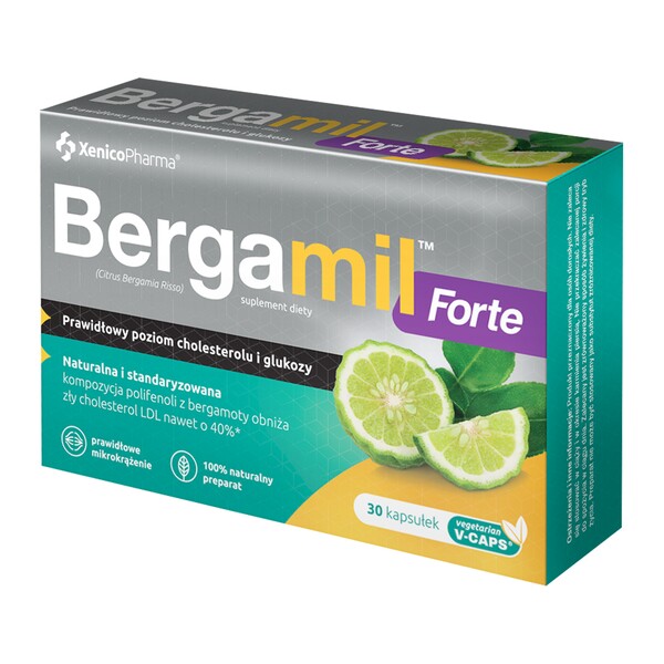 bergamil forte vegan vegetable capsules 30 Bergamil Forte - a dietary supplement containing the highest-quality natural composition of bergamot fruit extract, garlic extract and vitamin C. The product is intended for adults.