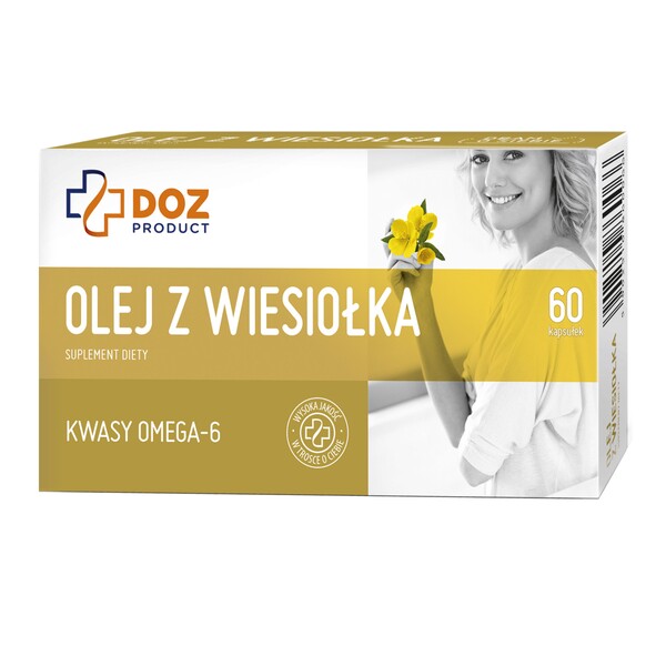 doz product evening primrose oil capsules 60 DOZ PRODUCT Масло примулы вечерней - пищевая добавка, содержащая масло примулы вечерней холодного отжима (Oenothera L.), которое является источником незаменимых жирных кислот (НЖК). Продукт предназначен для детей от 3 лет и взрослых. НЖК являются одним из компонентов клеток организма, включая мембраны клеток кожи, помогают поддерживать надлежащий уровень холестерина в крови.