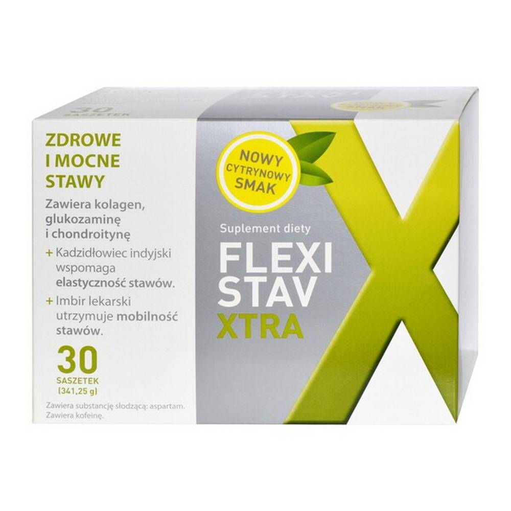 flexistav xtra powder 30 FlexiStav Xtra - a dietary supplement for adults containing ingredients supporting the proper functioning of the bone and joint system. Lemon flavor.