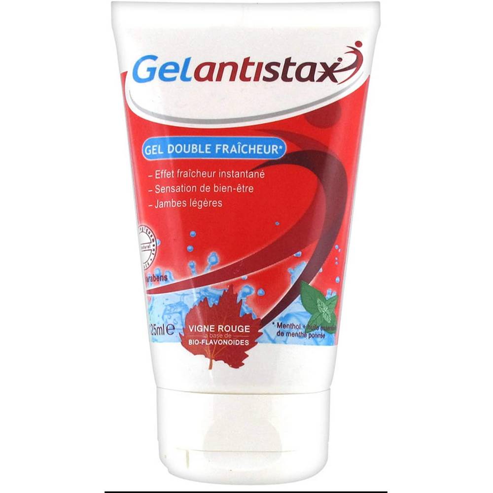 gelantistax fresh gel 125ml It is rich in polyphenols (flavonoids and anthocyanins), which will help to strengthen capillary resistance as well as improve venous return.