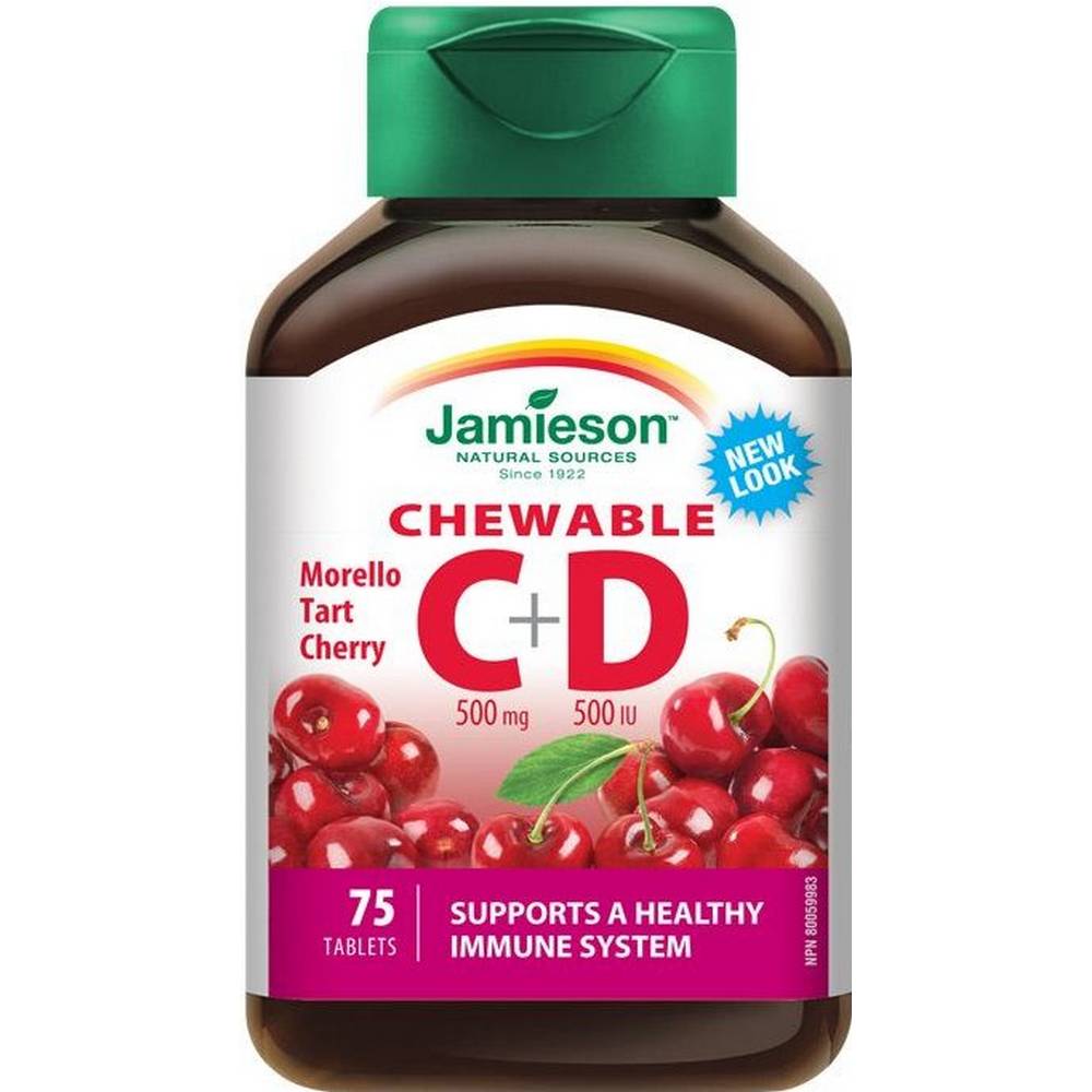 Jamieson Vitamins C and D3 500 mg / 500 IU cherryflavored sucking