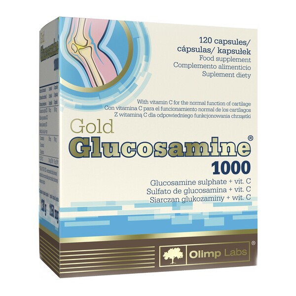 olimp gold glucosamine 1000 capsules 120 Gold Glucosamine 1000 - a dietary supplement containing glucosamine sulphate and vitamin C. The preparation is intended for adults. Glucosamine helps maintain healthy and elastic joints.