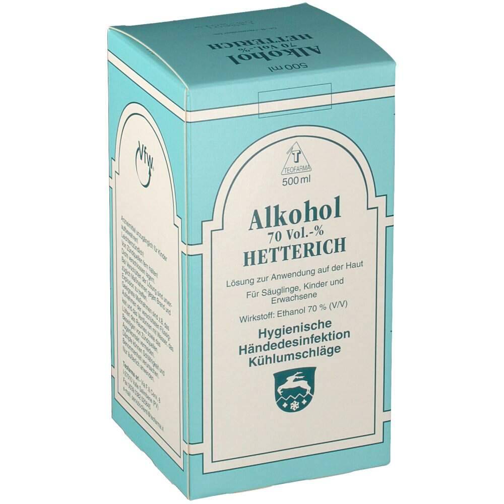 alcohol 70 v v hetterich 500 ml Hygienic Hand Disinfection, Cooling Envelopes.