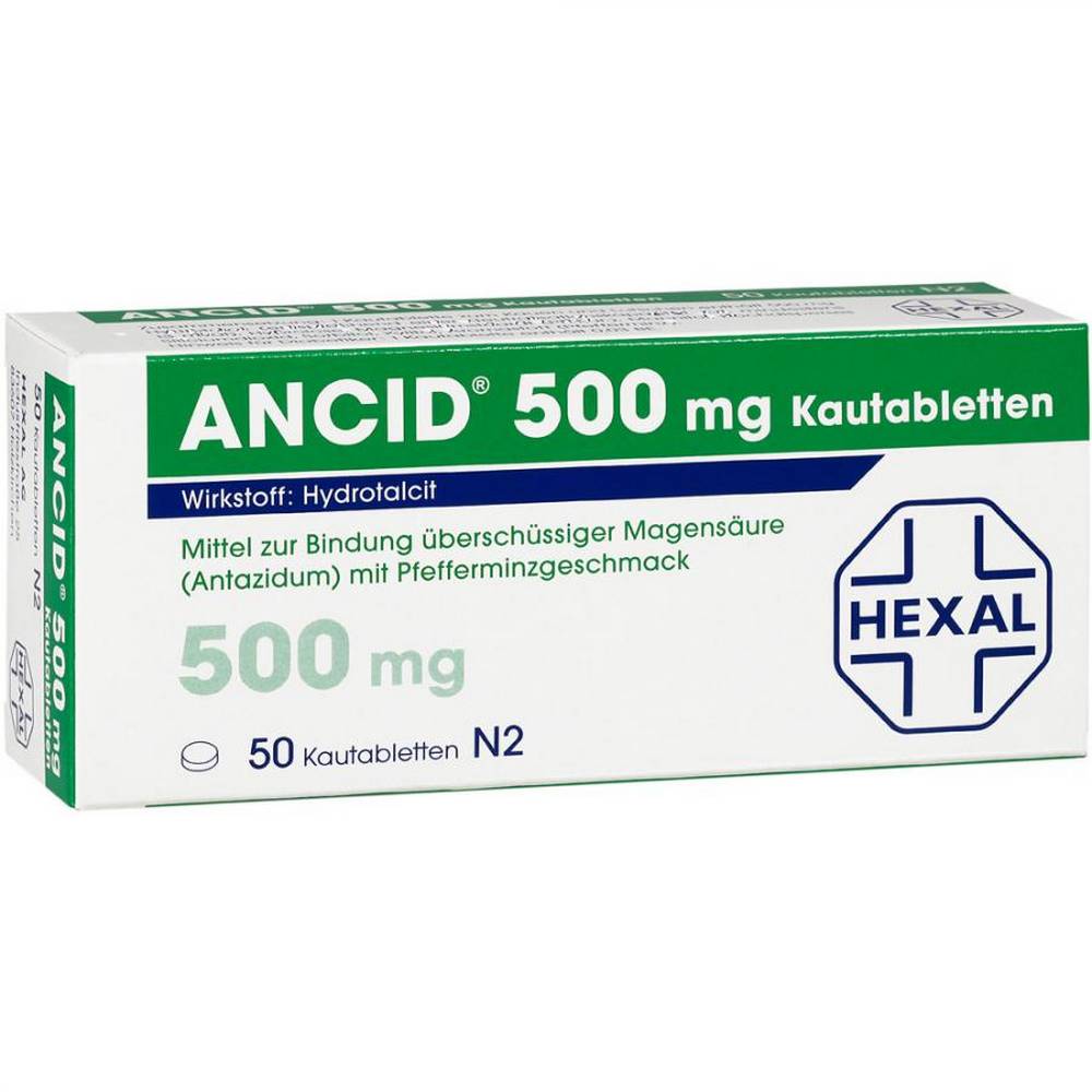 ancid 500mg 50 For the symptomatic treatment of diseases in which the stomach acid to be bound to.