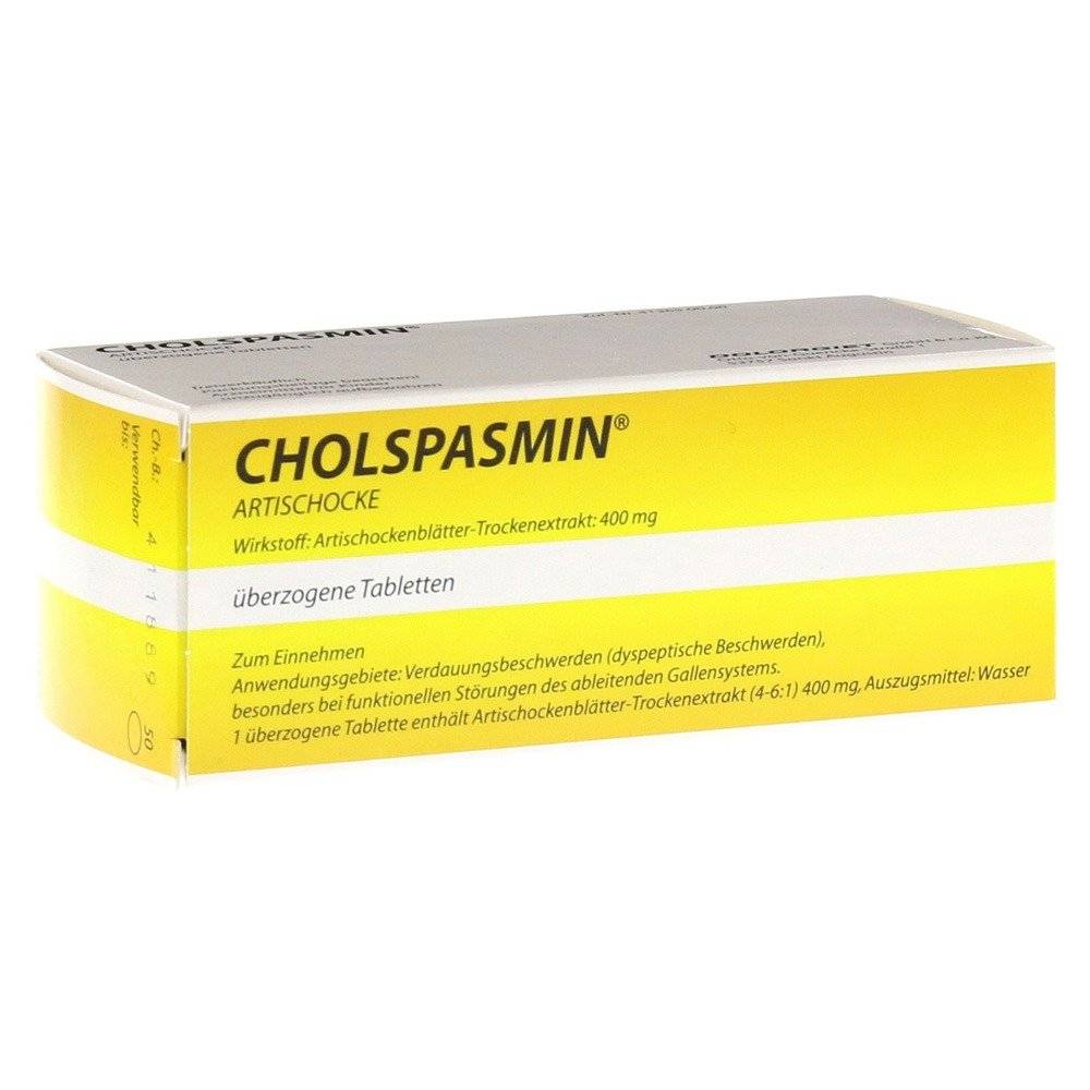 cholspasmin artichoke coated tablets 50 Digestive disorders (dyspeptic complaints), especially in functional disorders of the biliary system.