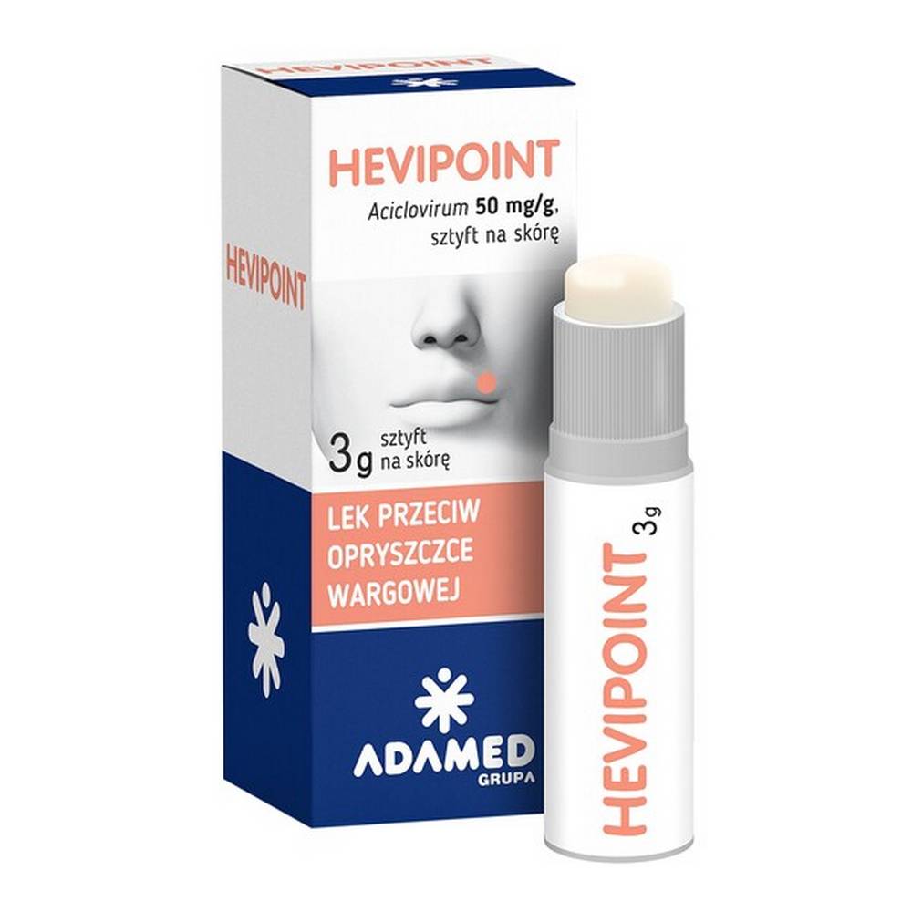 hevipoint 50 mg g cutaneous stick 3 g Hevipoint is an antiviral medicinal product for use in recurrent infections of the lips with the herpes simplex virus.